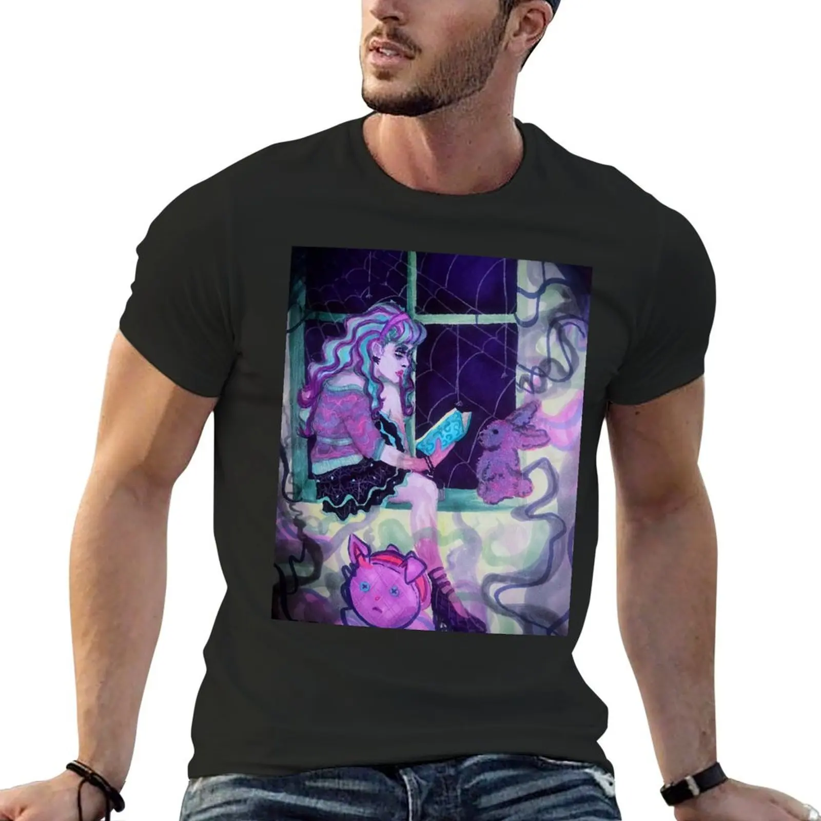 

Twyla in the Library T-Shirt blacks street wear oversized t shirt men