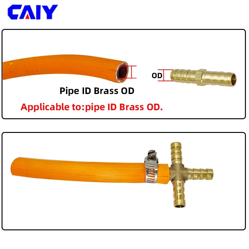 Brass Barb Pipe Copper Fitting 2 3 4 Way Connector For 4 5mm 6mm 8mm 12mm 16mm 19mm Air Fuel Water Gas Tube Pagoda Hose Fittings