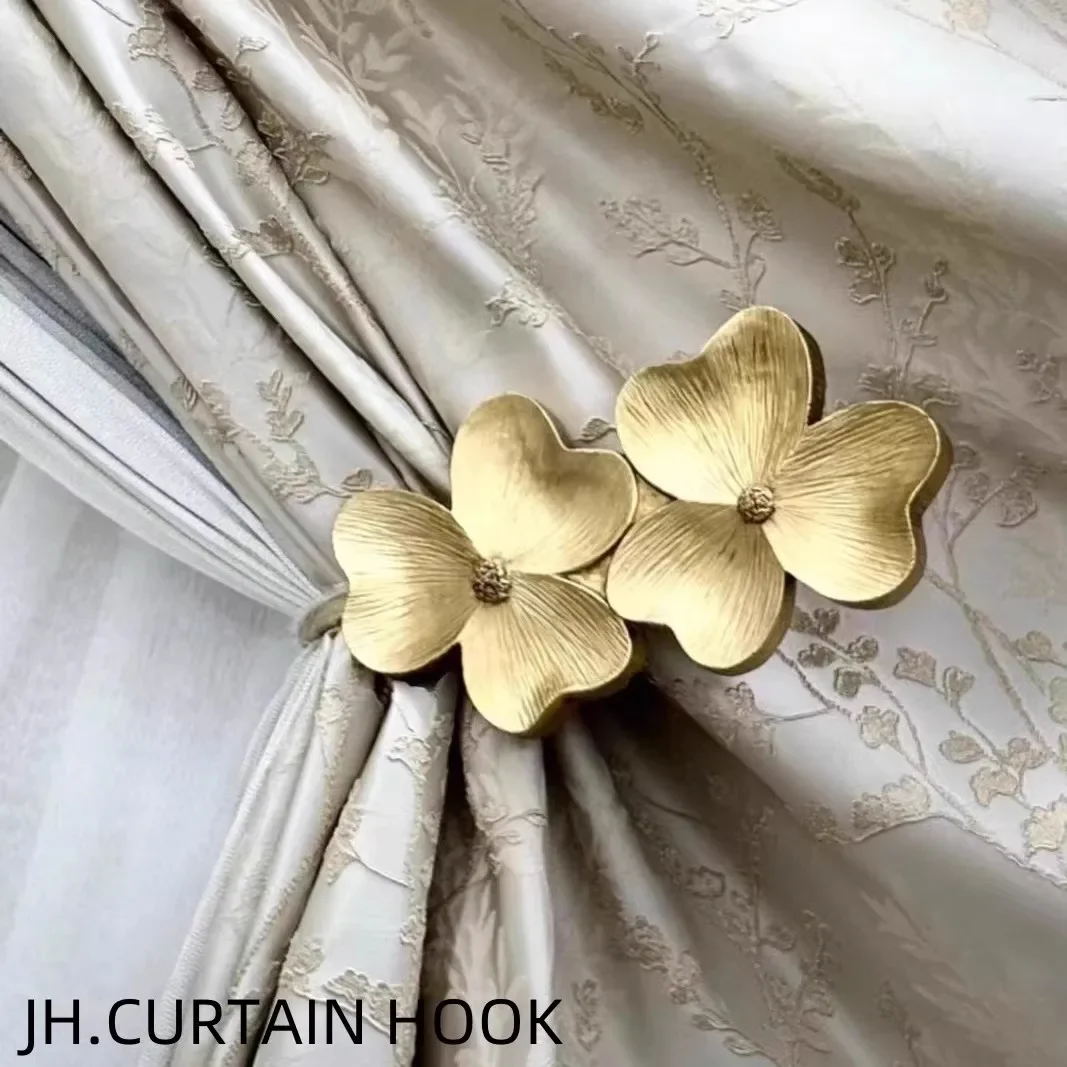 Nordic Creative Flower Shaped Curtains Hook Wall Hook Resin Flower Metal Pole Living Room Bedroom Curtains Collection