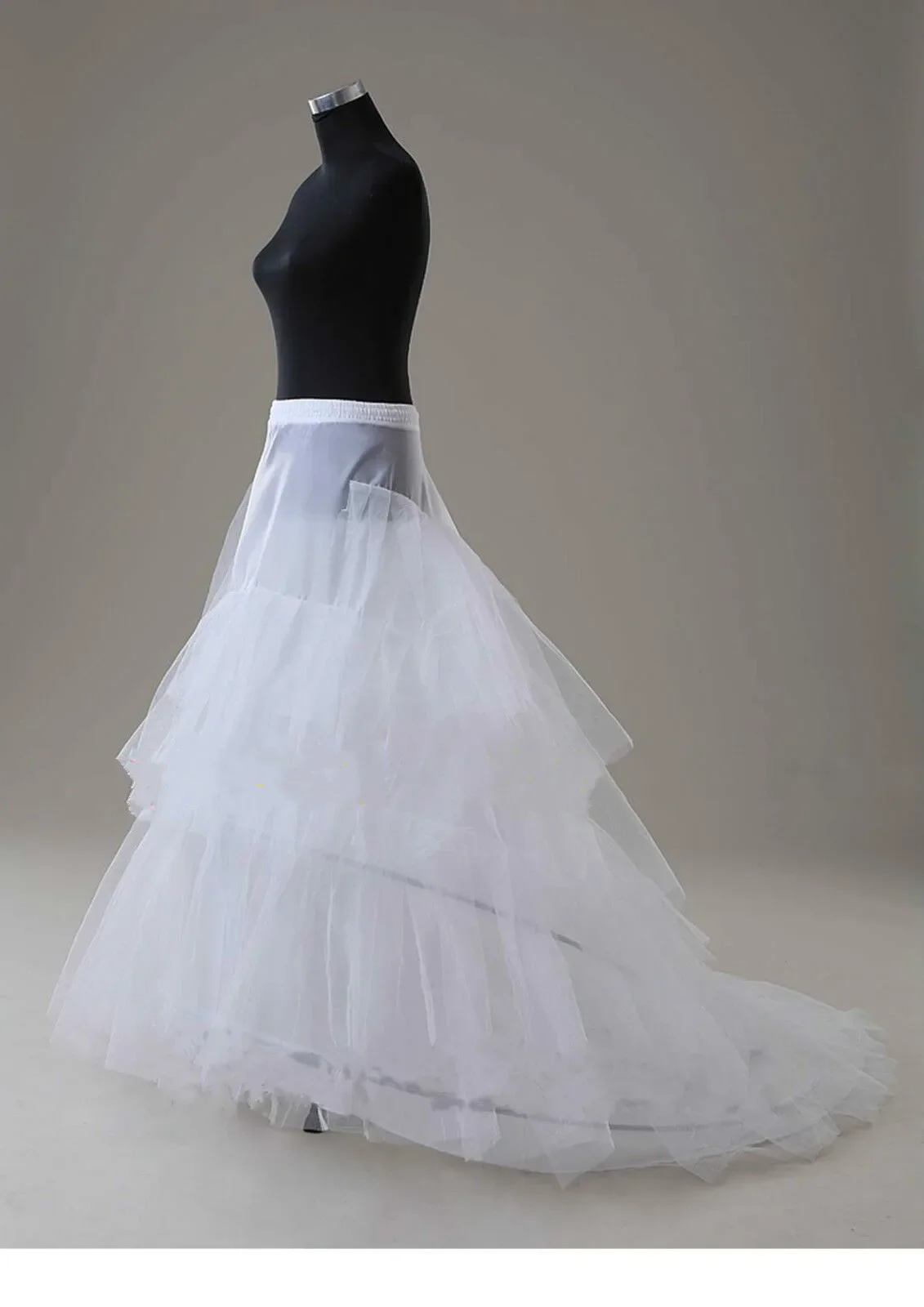 White / Blac k 2 Hoop Bridal Wedding Train Underskirt Crinoline Petticoat Slips