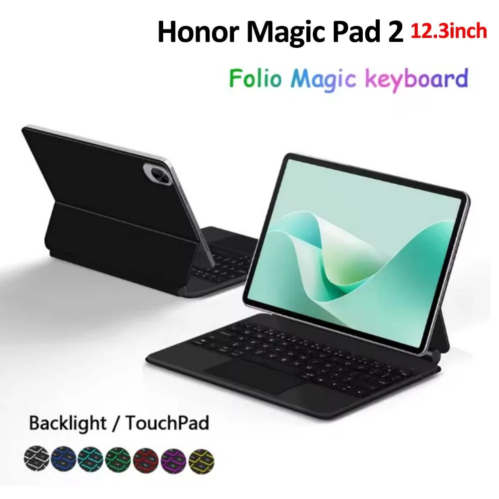 Tablet Case with Magic Keyboard for Huawei Honor MagicPad 2 MagicPad2 12.3 inch ROD2-W09 Smart Floating Backlit Keyboards Cover