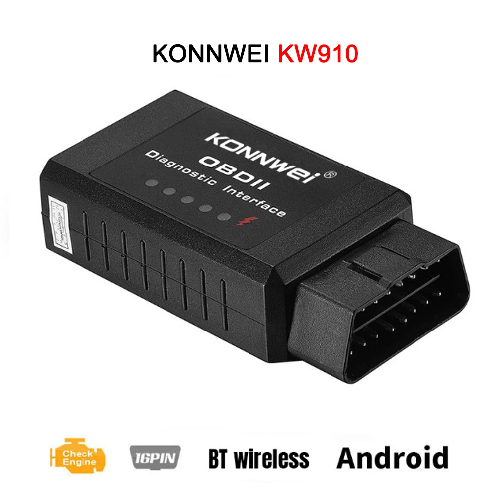 Auto Diagnostic Tool For KONNWE ELM327 BT Wireless Bluetooth KW910 OBD2 V1.5 Android Car Scanner Automotive OBDII Scaner ELM 327