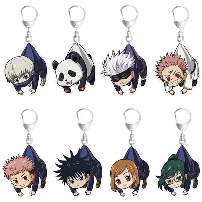 Jujutsu Kaisen Anime Peripheral Q-Version Transparent Acrylic Keychain Hanging Cartoon Backpack Pendant Holiday Gift for Friends