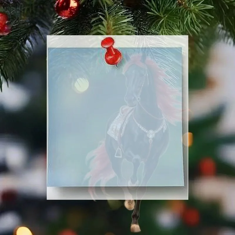 رائعة 2D الاكريليك الحصان سيارة مرآة الرؤية الخلفية قلادة ظهره سحر شجرة عيد الميلاد زخرفة حفلة السنة الجديدة شنقا الديكور #1