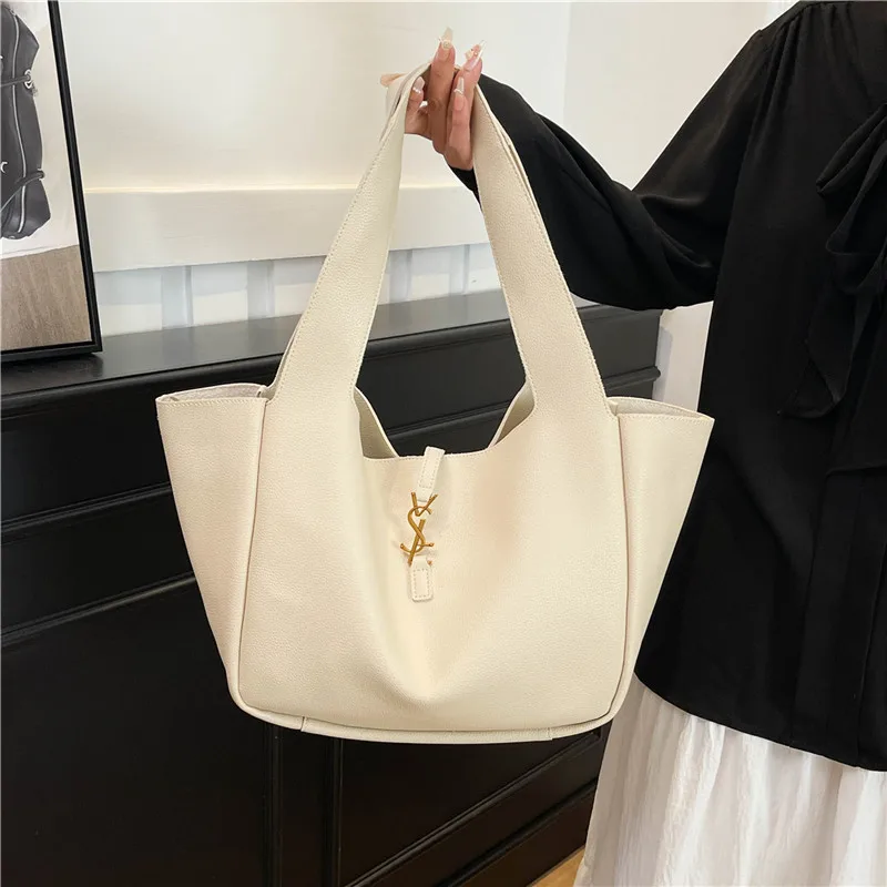 

2025 Luxury Korean-inspired Tote Bag - Spacious Soft Leather Shoulder/Hobo Purse, Elegant Arm Carry Handbag for Women