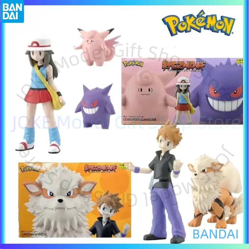 

Original Bandai Pokemon Scale World Kanto Region Gary Oak Arcanine Gengar Clefable Blue Green Anime Figures Collectible Model