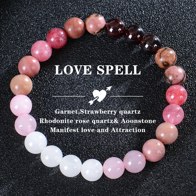 8mm Natural Stone Beaded Bracelets for Women Lucky Attract Love Wealth Good Luck Colorful Charm Bracelet Jewelry Birthday Gift