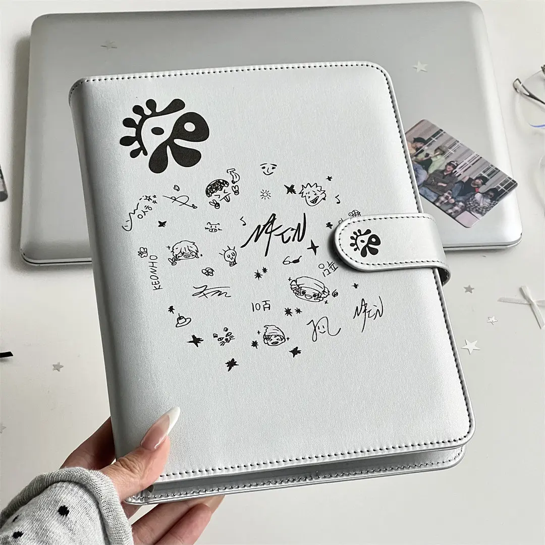 A5 Card Binder  Sliver Gold PU DIY Binder Notebook Cover Diary Agenda Planning Paper Cover School Stationery