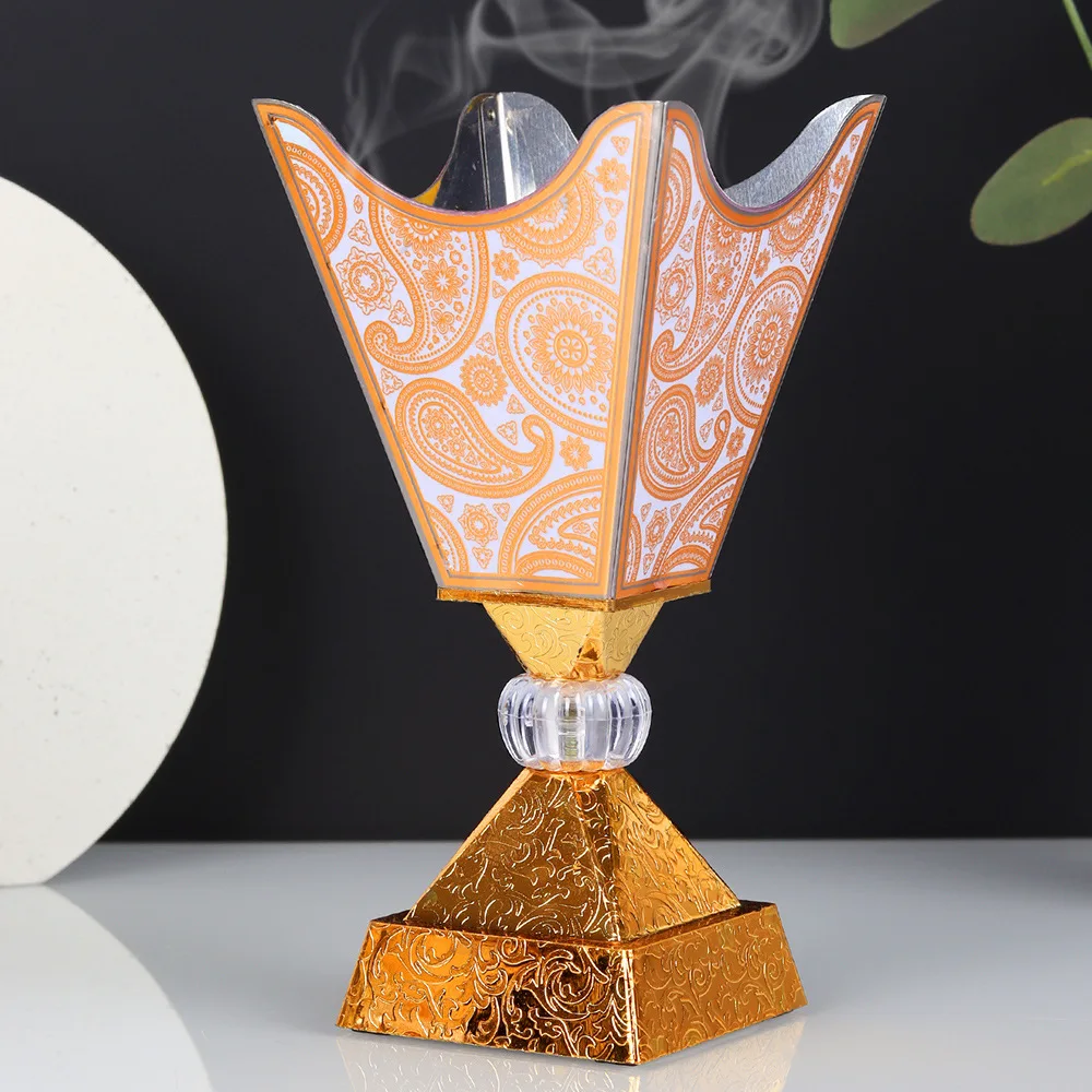 Modern four-corner metal incense burner, patterned air purification incense burner