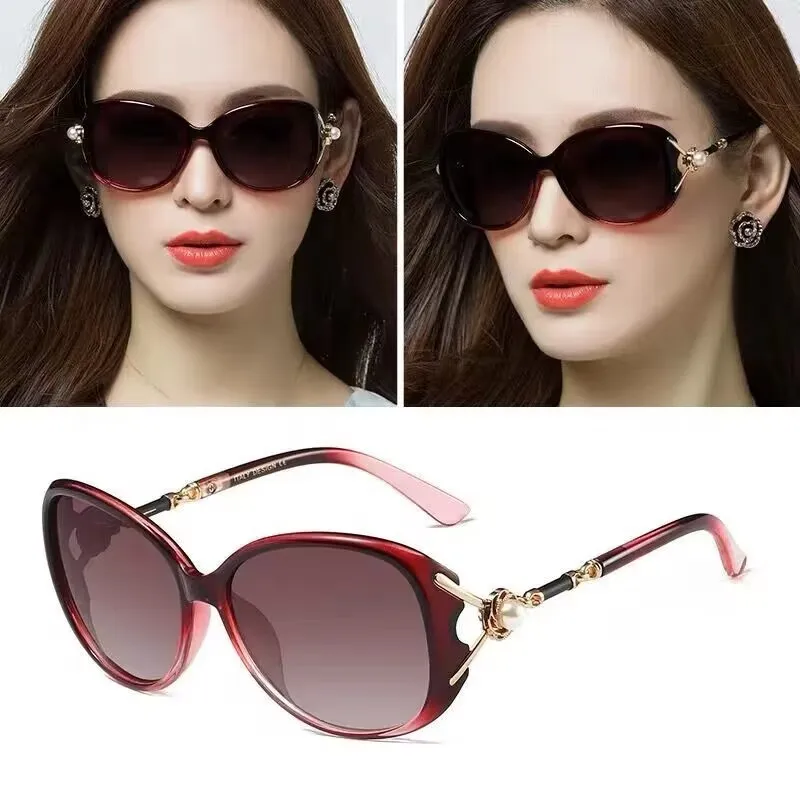 Internet Celebrous Fashion Pearl Polarized Sunglasses Women's Big Frame Trendy Sunglasses Sunscreen Sunglasses Source