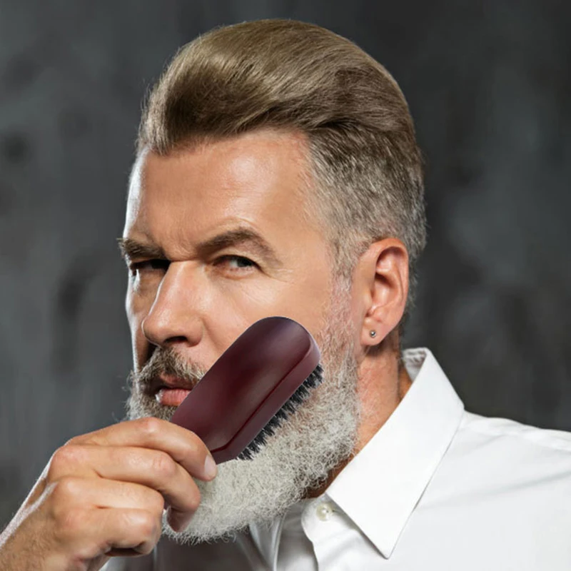 Mannen Baard Borstel Houten Handvat Varkenshaar Snor Reinigingsborstel Kappers Anti Statische Kapper Haar Styling Kam Scheren Tool