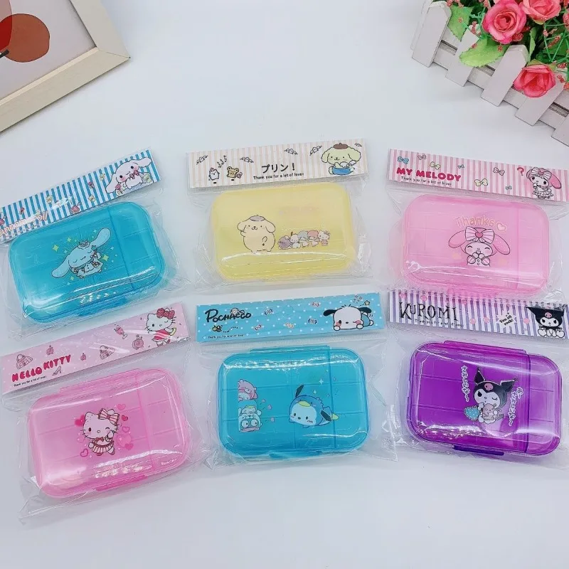 Cute Cinnamoroll Hello Kitty Anime Mini Box Sanrio Kawaii Kuromi Cartoon Pill Portable Storage Case Sweet Gifts for Girls