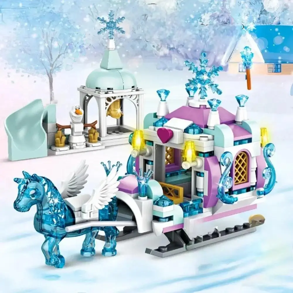 350 ชิ้น Ice Queen Castle Building Blocks ชุดเจ้าหญิง Elsa ปราสาทแช่แข็งของเล่นสําหรับเด็ก - Snowflake Design Creative Play