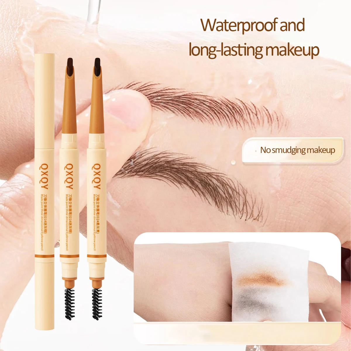 QXQY Blade 3D Eyebrow Pen Naturalny kolor, efekt naturalnych brwi, wodoodporny, trwały