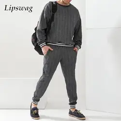 Casual Striped Patchwork Tracksuits Mens 2024 Autumn Sports Two Piece Sets For Men Fashion Long Sleeve Tops And Pants Suits Male