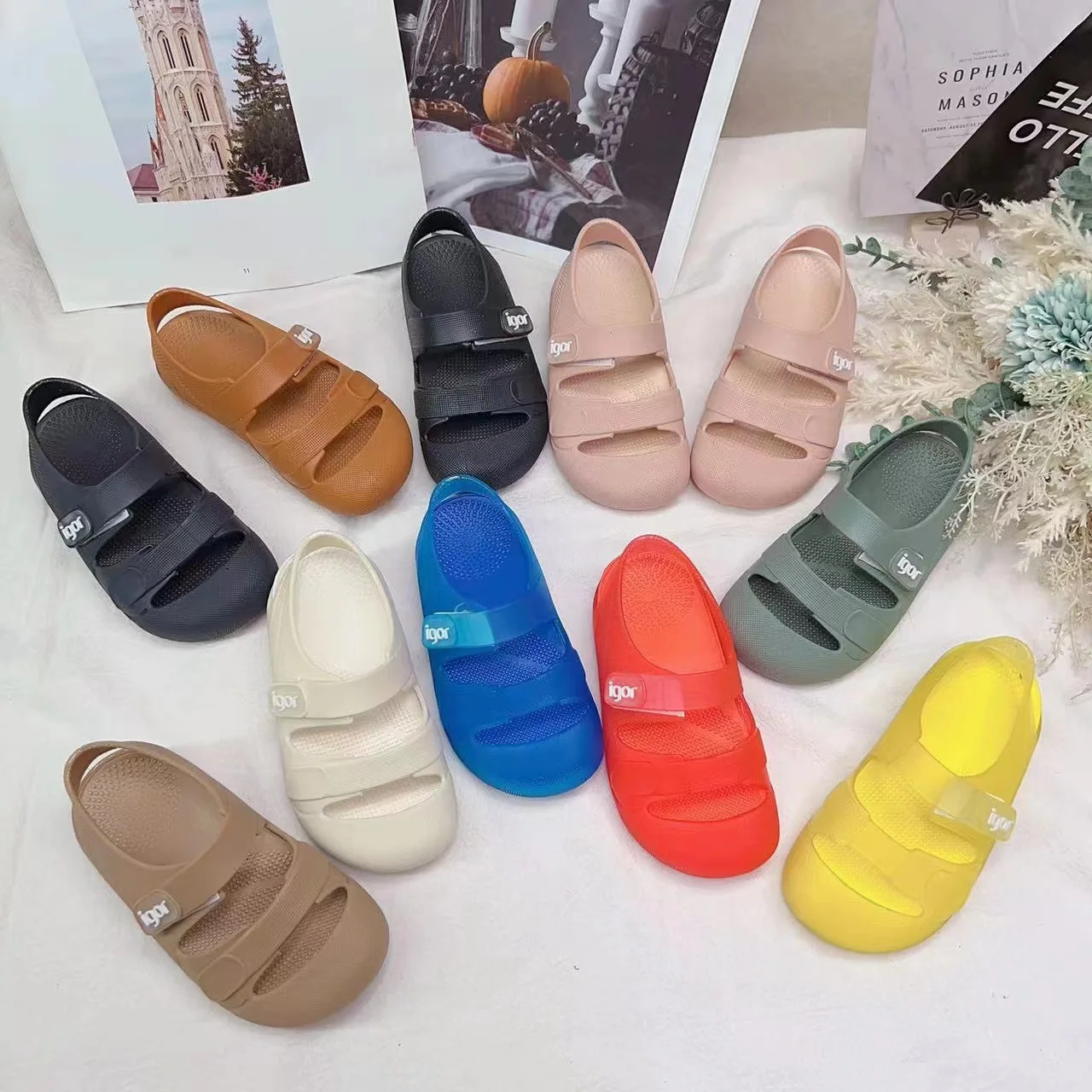 Kid Toddler Flat Breathable Fishermen Roman Shoes Children\'s Colorful Beach Comfortable Jelly Sandals Boy Girls Sandals SO098