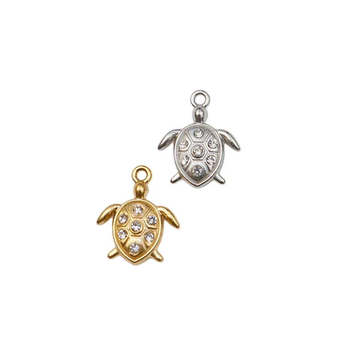 5pcs Cast Stainless Steel Lovely Turtle Fashion Jewelry Accessory Charms DIY Handcraft PVD Vacuum Plate Waterproof Antiallergic
