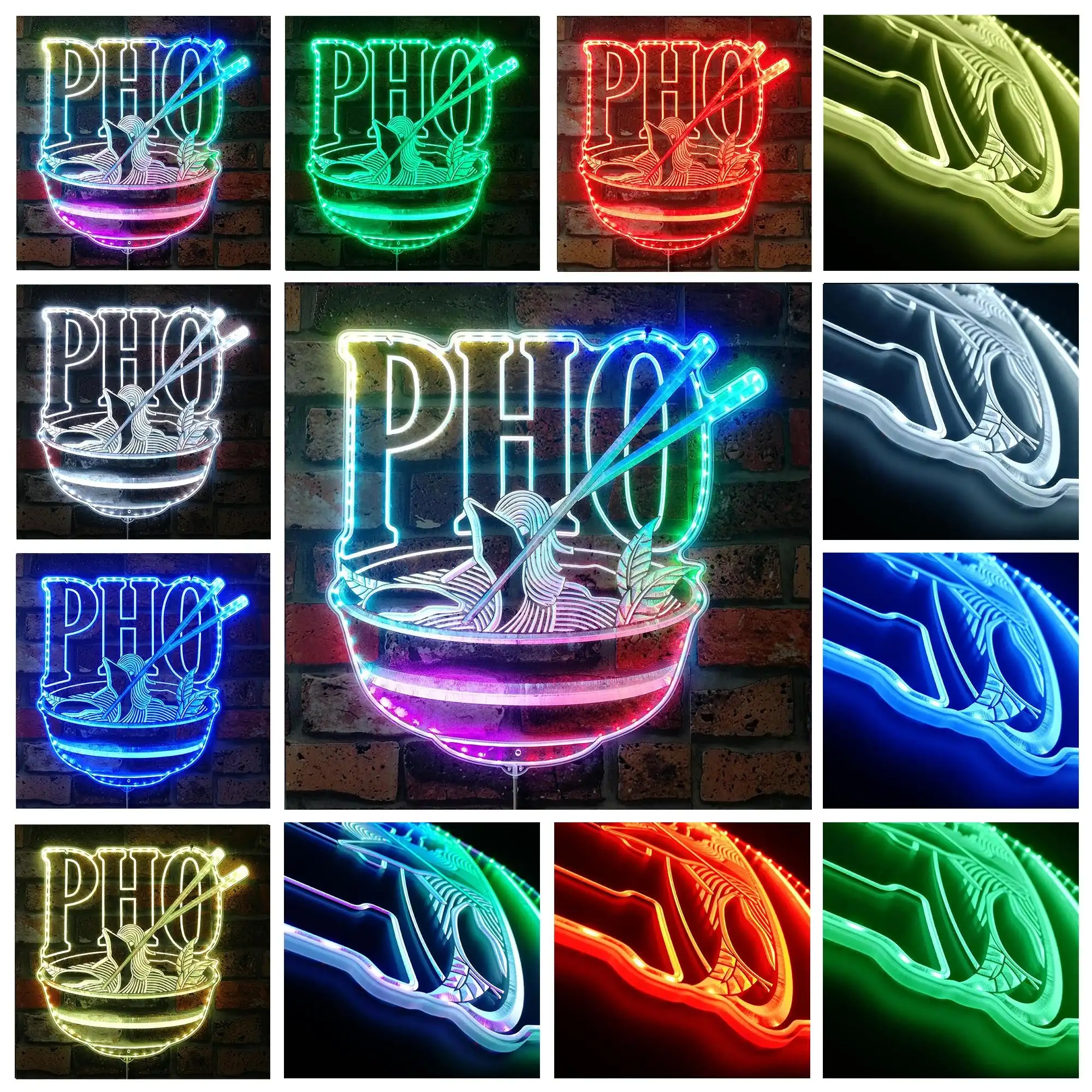 Pho Vietnam Noodle Open RGB Dynamic Glam LED Sign st06-fnd-i0248