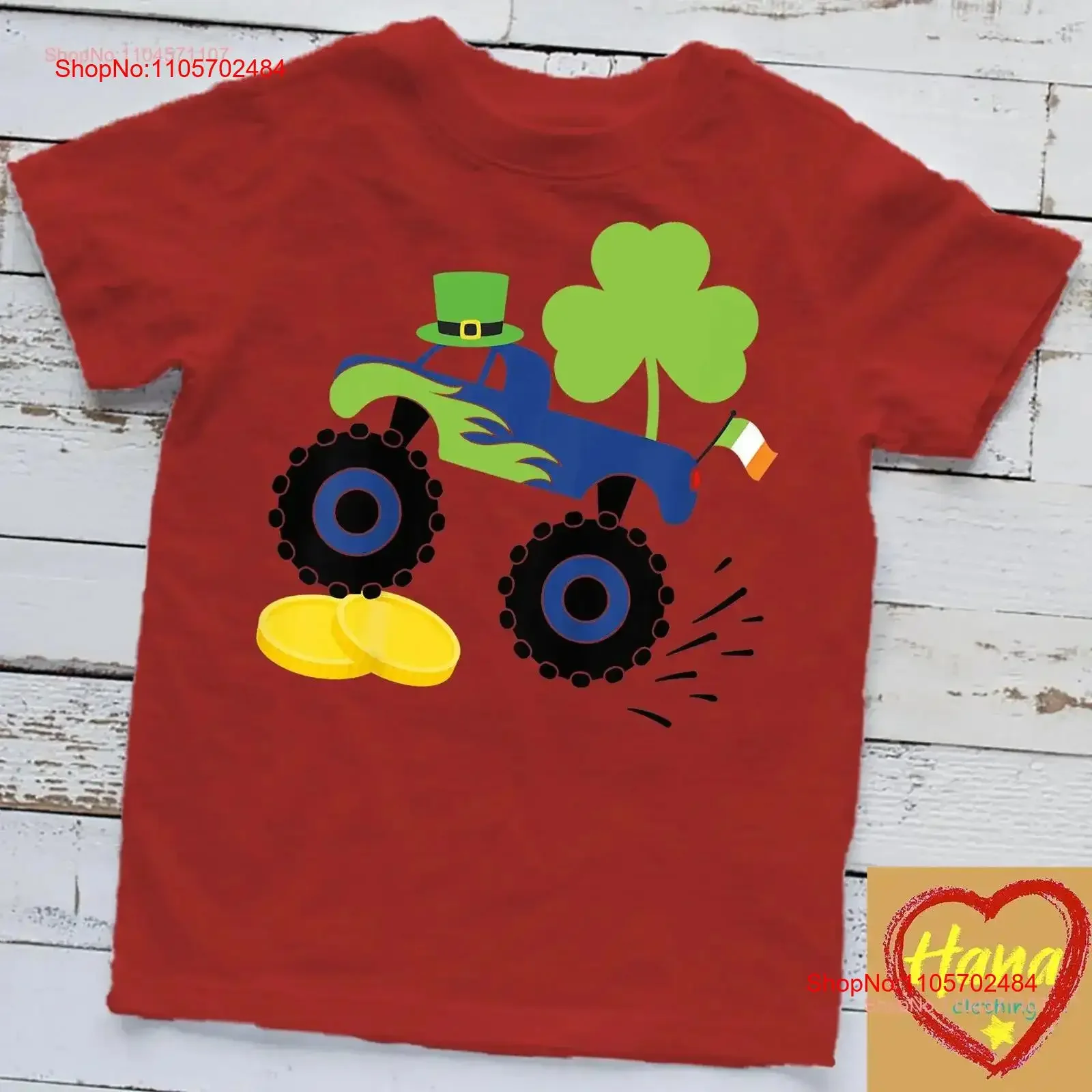 Kids Saint Patricks Day for Monster Truck Lover Boy Shamrock T Shirt vintage Washed Stylish Comfortable graphic