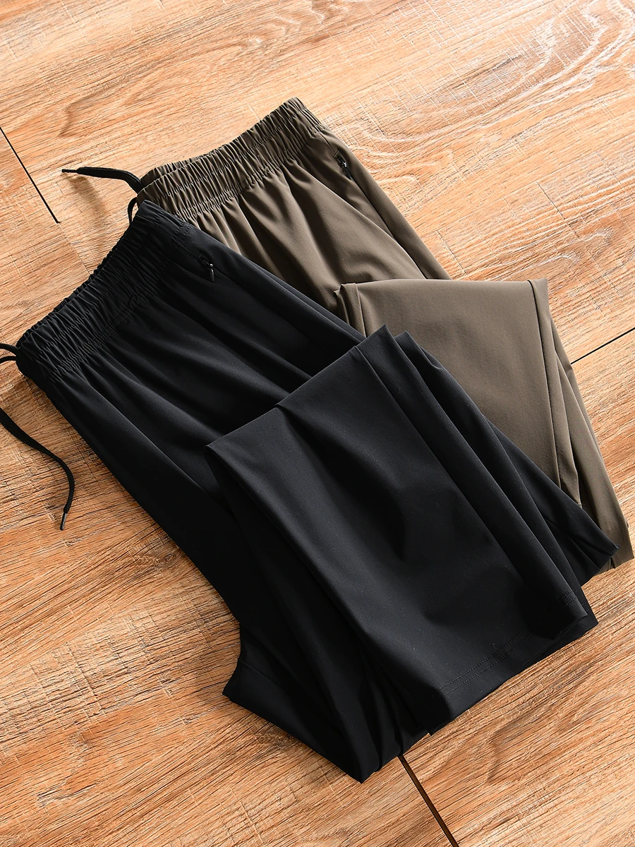 Men's Sporty Casual Long Pants High Elasticity Quick Dry Breathable Spring Summer Trendy Straight Leg Polyester Spandex