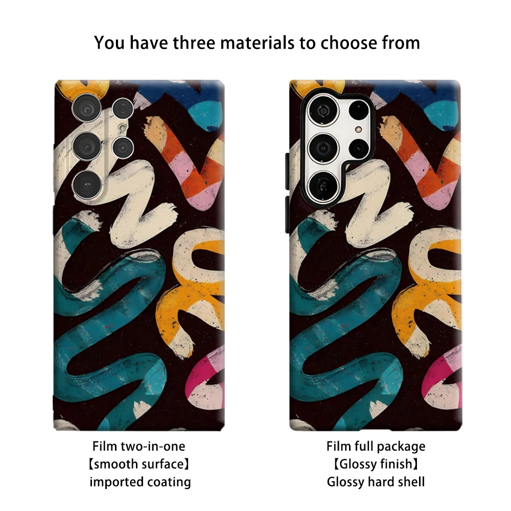 حافظة هاتف بنمط فرشاة ملونة لهاتف سامسونج جالاكسي S25 Ultra S24 S23 Ultra Plus غطاء خلفي لامع بطبقة مزدوجة #2