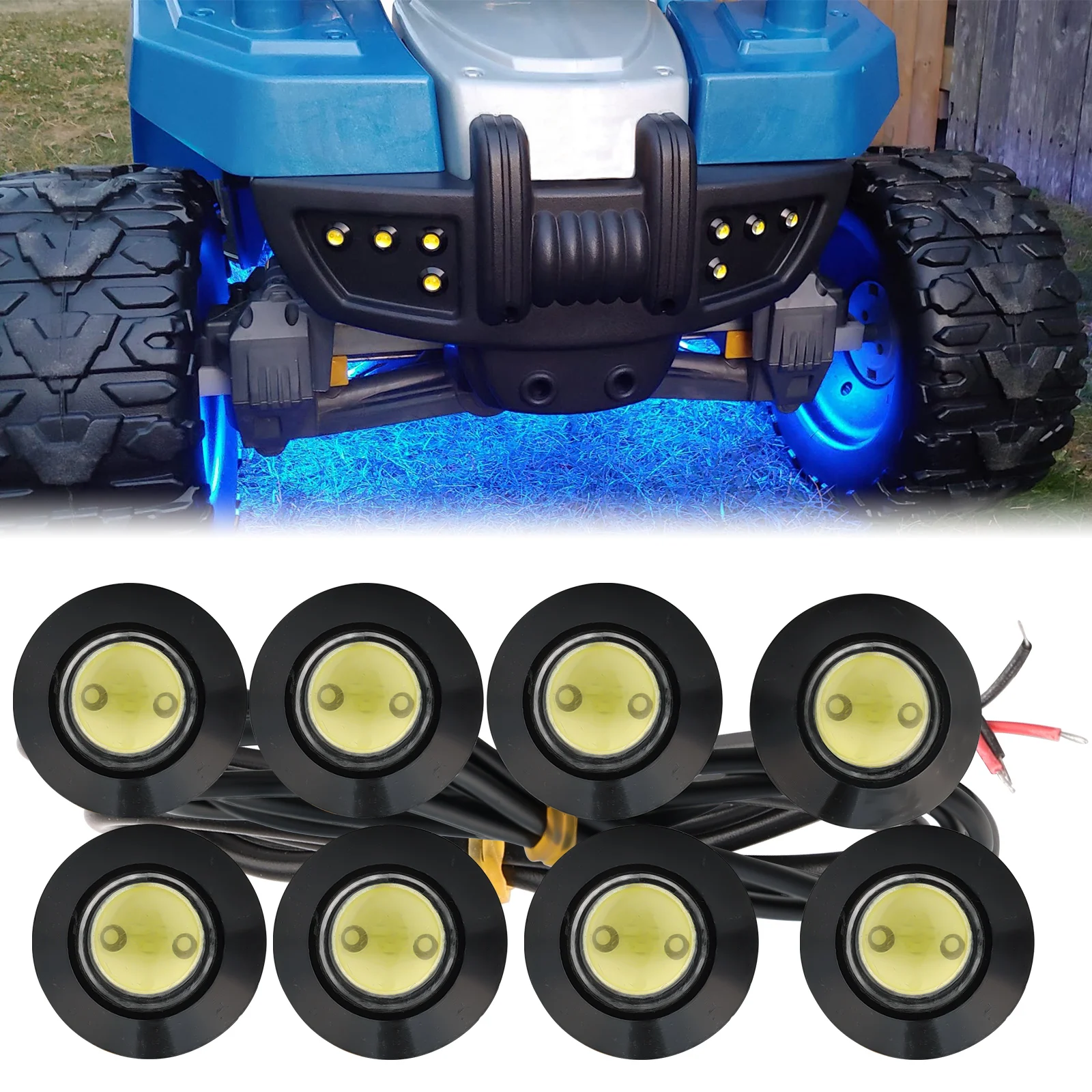 Ultra Thin Eagle Eye LED Grille Light, Hawkeye White Fog Light, DRL Number Plate Light, Luz de estacionamento, Motocicleta SUV Pickup12V, 8pcs