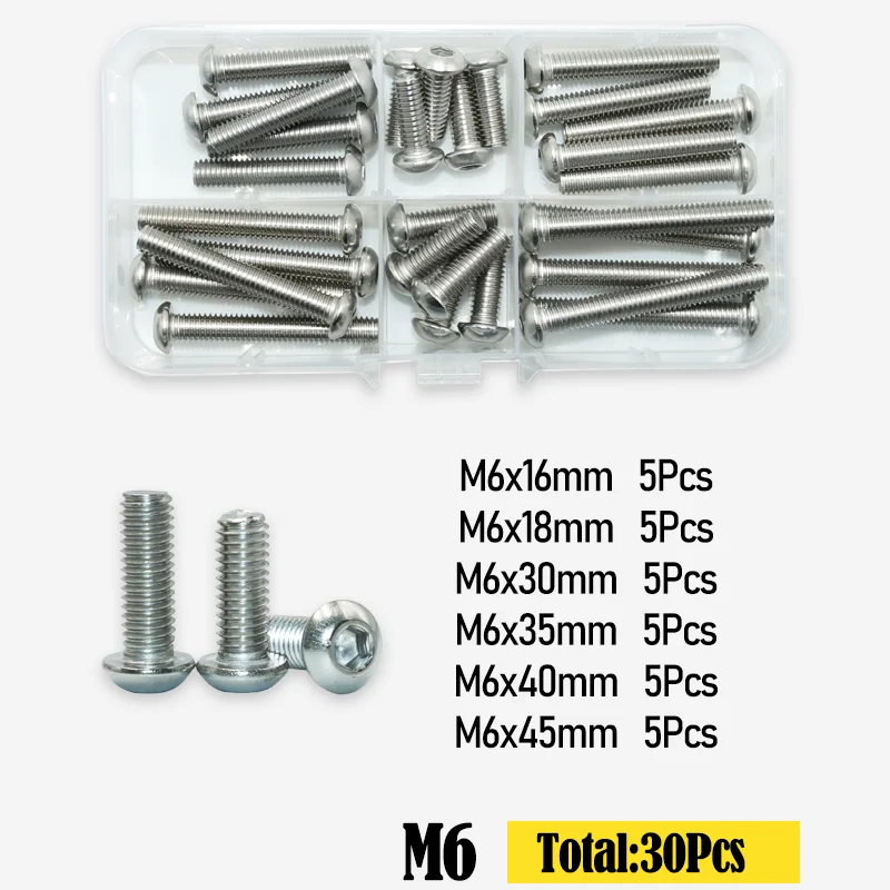 M2 m3 m4 m5 m6 Edelstahl Sechs kant knopf Innen sechs kant schraube Sechs kant gewinde Maschinen schraube für Motorrad Roller ATV Moped – Detail 6