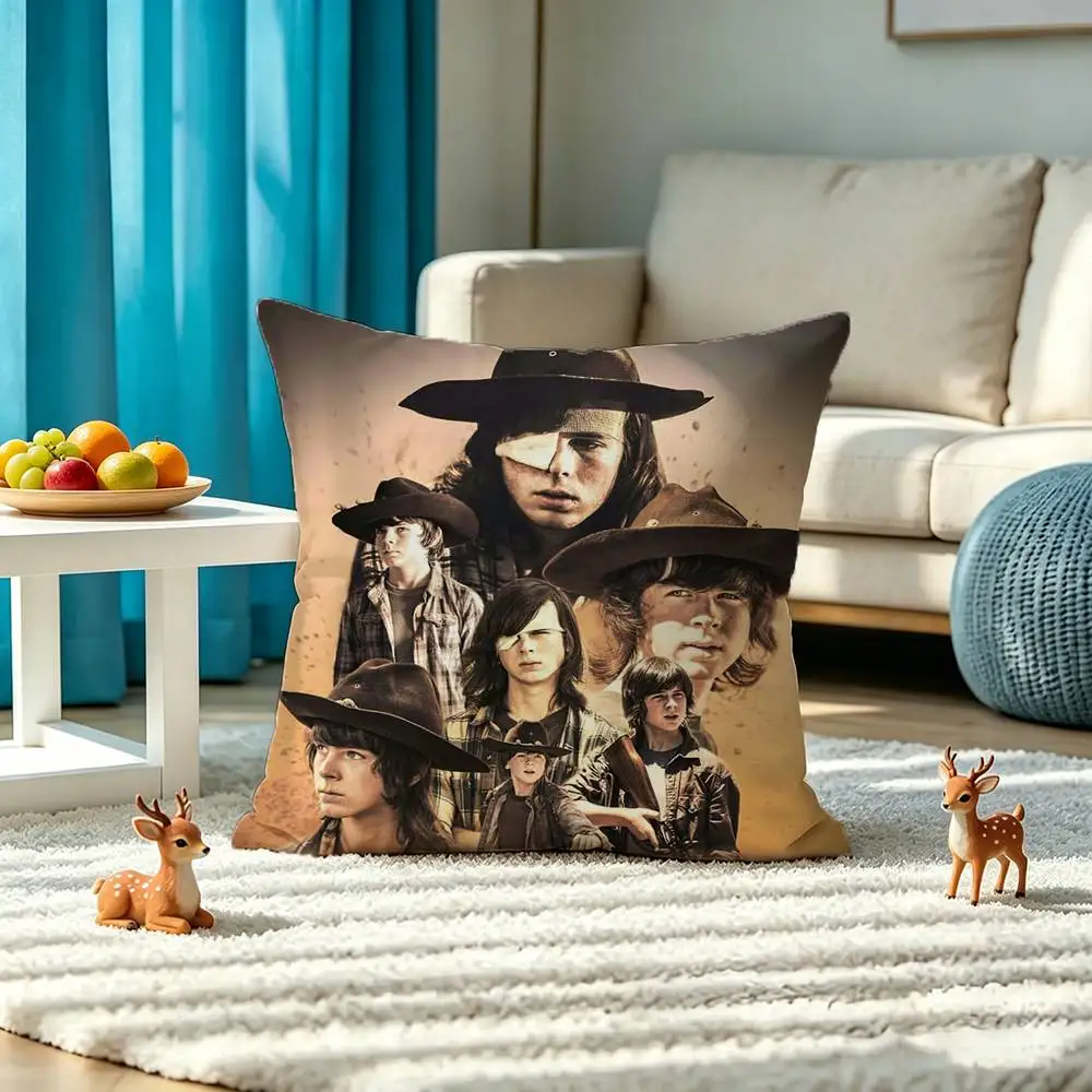 Carl Grimes Classic W-Walking D-Dead Pillow Case Square Double-Sided Sofa Cushion Cover Bedroom Bedside Pillow