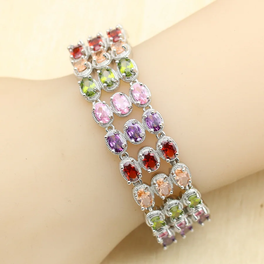 Multi Color Purple Zircon Dubai Bracelet for Women Wedding Birthday Jewelry