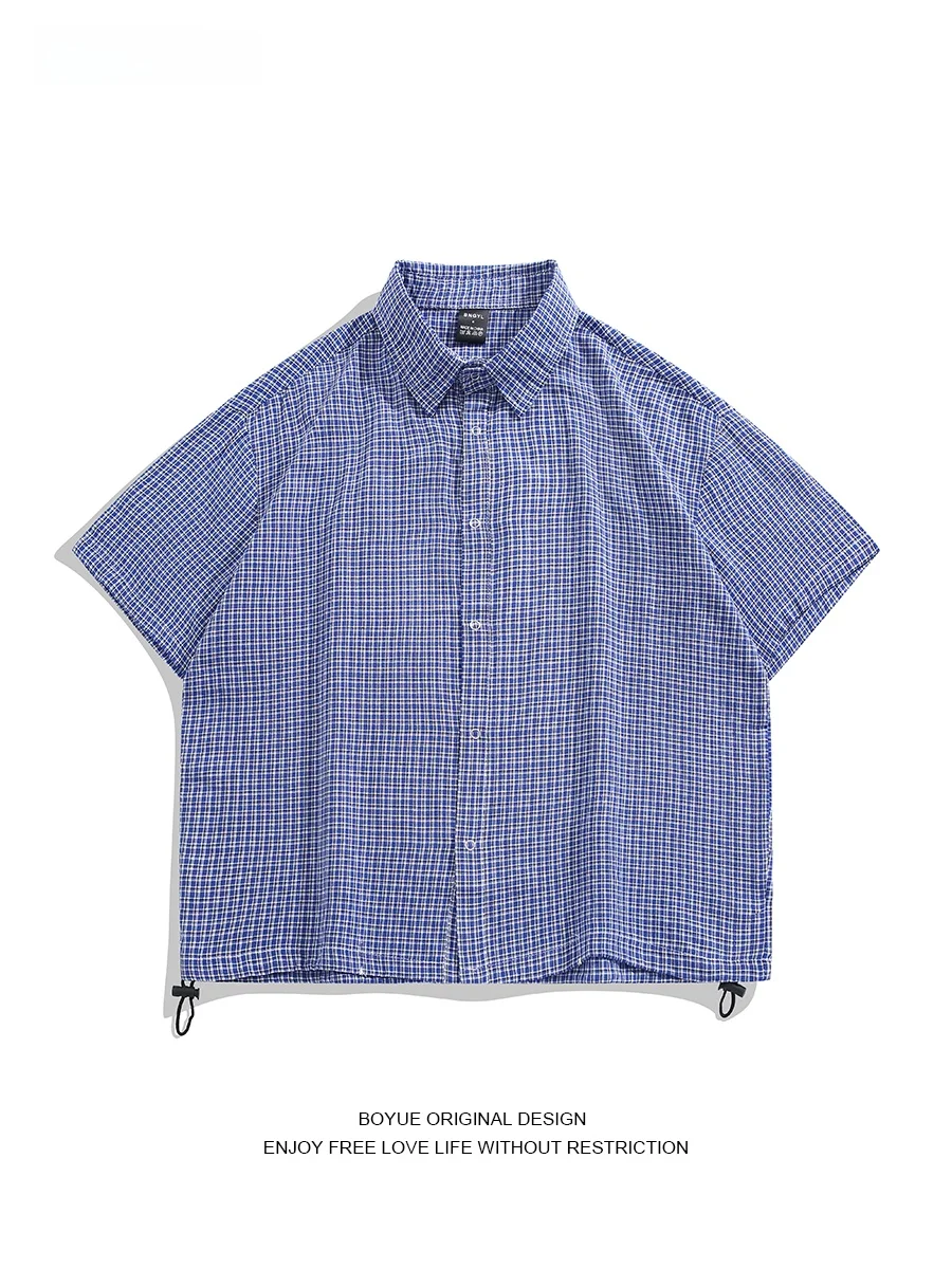 

Новая летняя рубашка Boyue в клетку с коротким рукавом, повседневная одежда для пар, свободный крой, молодежная мода, стандартная длина