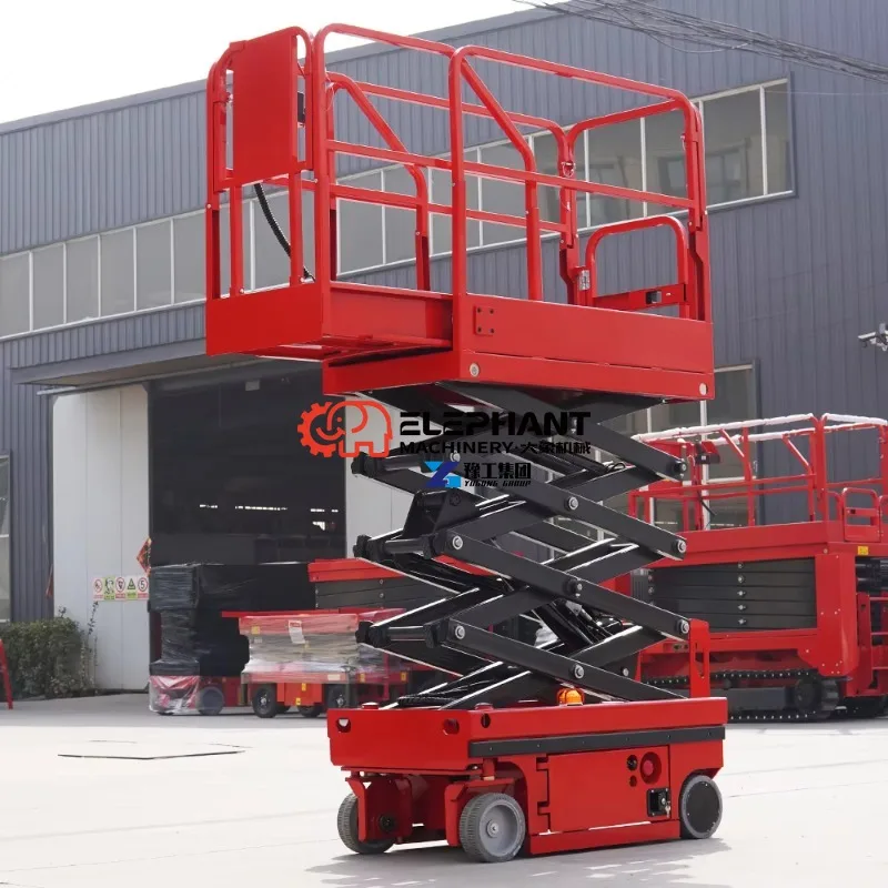 Wheel Type Working Platform 200kg 230kg 450kg Mobile Self-propelled Aerial Scissor Lift Platform with 10m 12m 14m Lifting