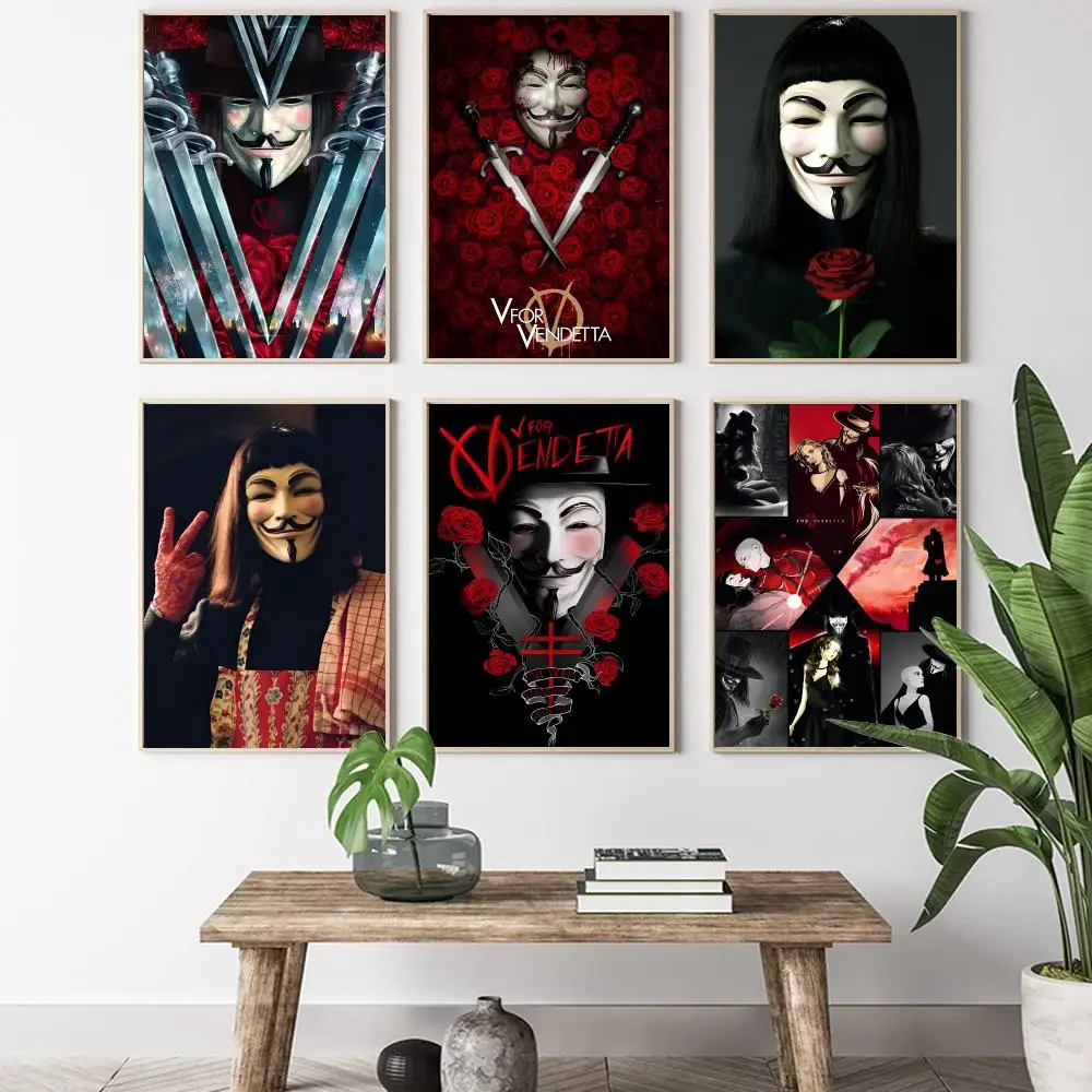Classic Hackers Movie V for Vendetta Painting Calligraphy HD Canvas Poster living room bedroom bar aesthetic decoration
