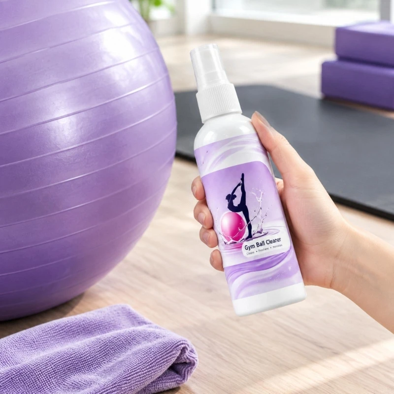 Exercise Ball Cleaner, 1 Bottle with Pump for Sweat, Dust, and Light Everyday Soil Across Fitness and Gymnastics Ball 69HD