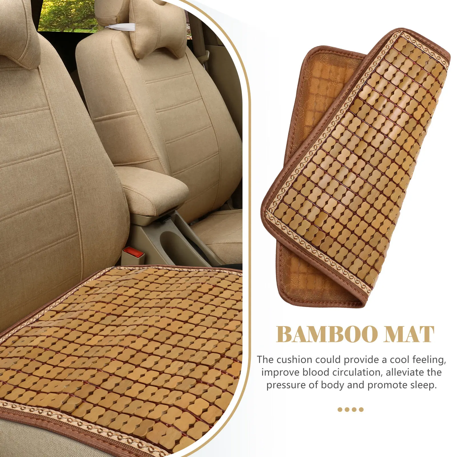 1Pcs Cool Bamboo Cushion Mat Summer Cooling Seat Cushion Non-Skid Backing Breathable Sofa Car Chair Mat Improve Circulation