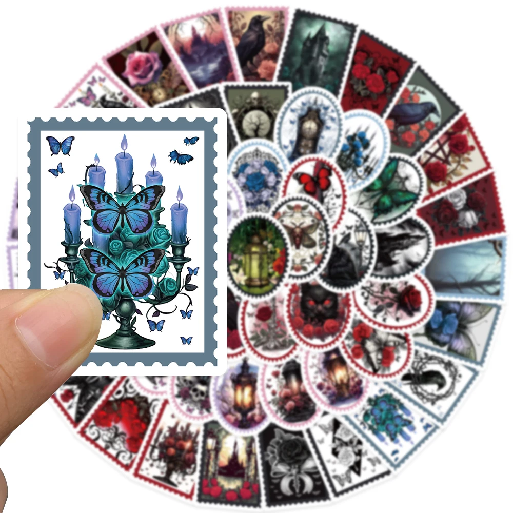 50 pezzi di cartoni animati retrò oscurità gotico rosa gatto corvo adesivi estetici per laptop bagagli chitarra telefono decalcomanie in vinile impermeabili
