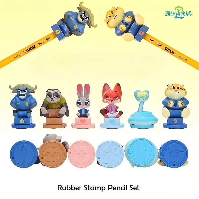 

Zootopia 2 Rubber Stamp Pencil Set Gary Nick Cartoon Cute Seal Office Study Stationery Doll Ornament Collection Creative Gift
