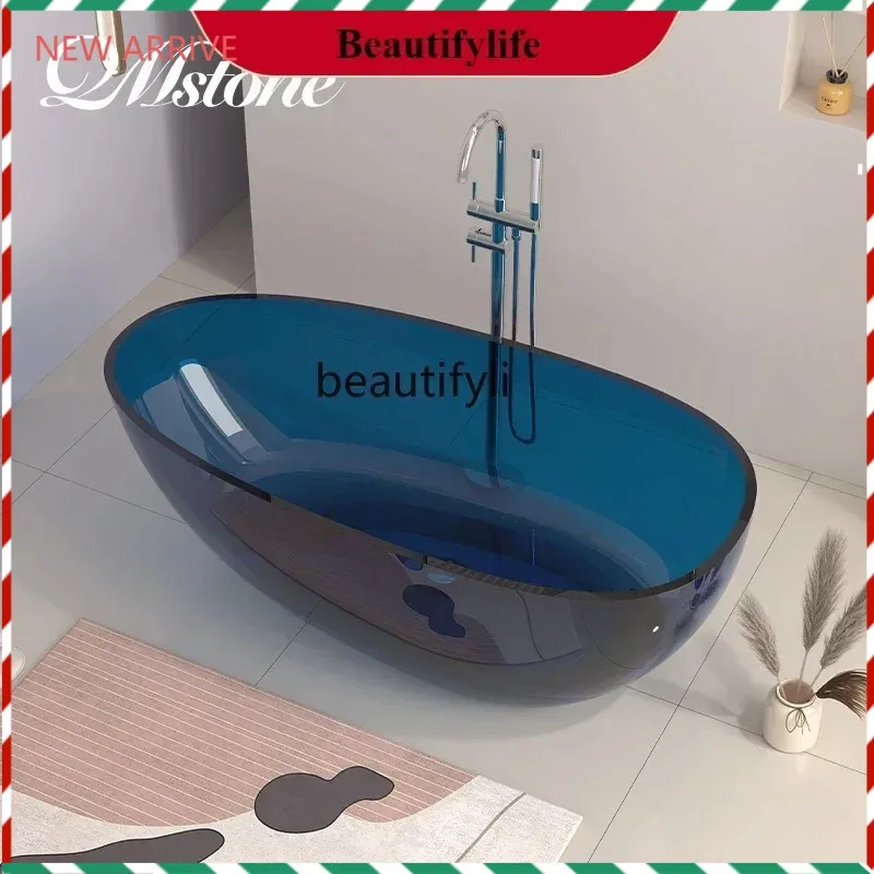 

F156 Qimeishi transparent bathtub Color crystal artificial stone Oval independent integrated resin bathtub