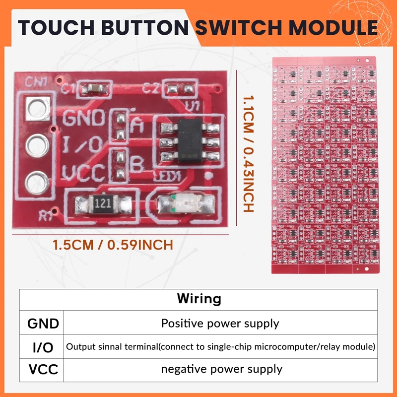 100 ชิ้น TTP223 Touch Key โมดูลสวิทช์ปุ่มสัมผัสตัวเก็บประจุประเภท Single Channel Self Locking Touch Switch Sensor