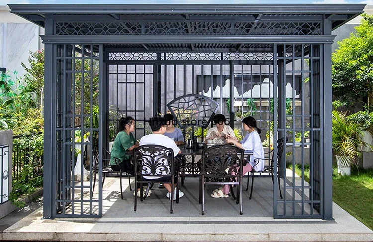 New Chinese aluminum alloy pavilion outdoor garden leisure outdoor pavilion