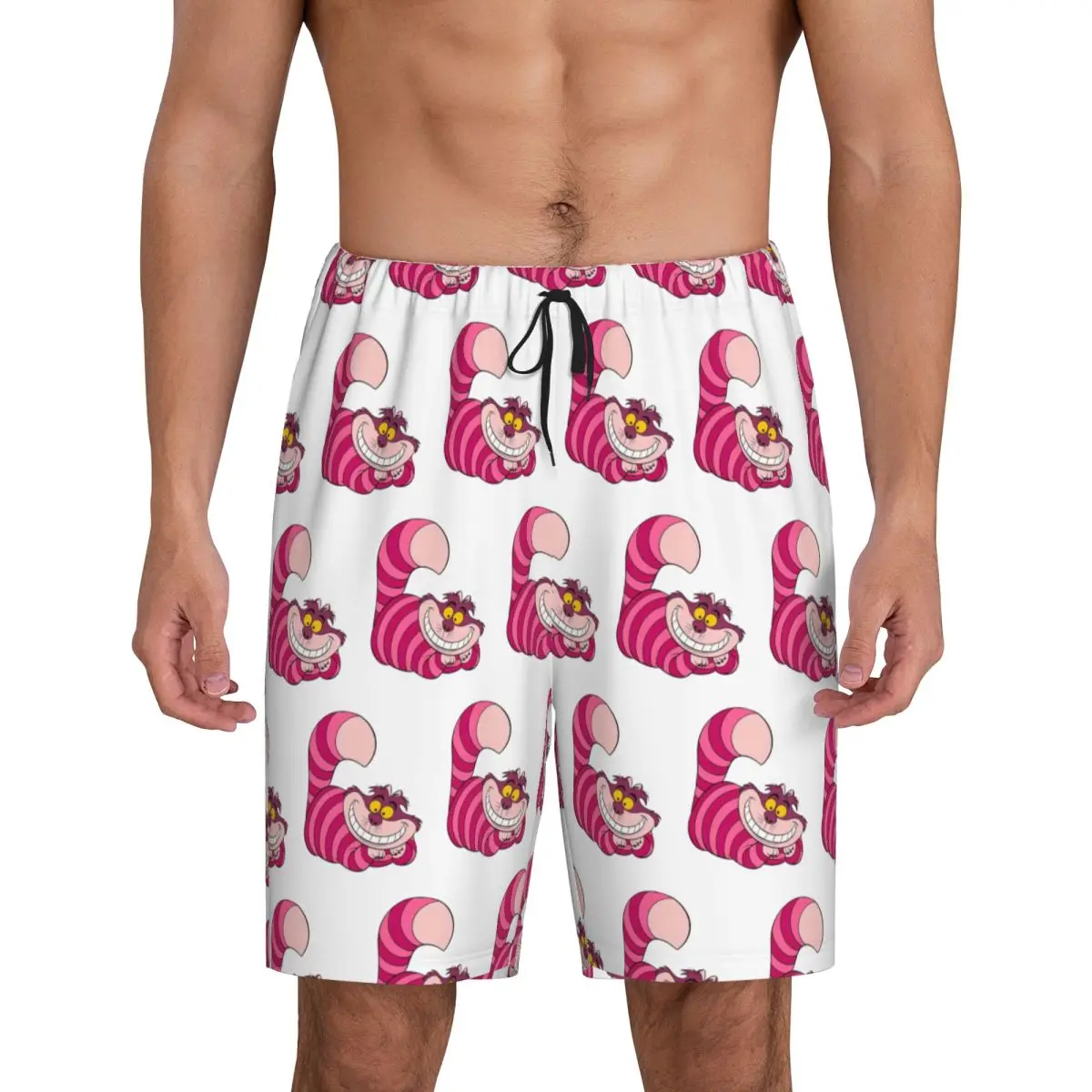 

Custom Print Alice In Wonderland Cheshire Cat Pajama Shorts for Men Sleepwear Bottoms Sleep Short Pjs with Pockets