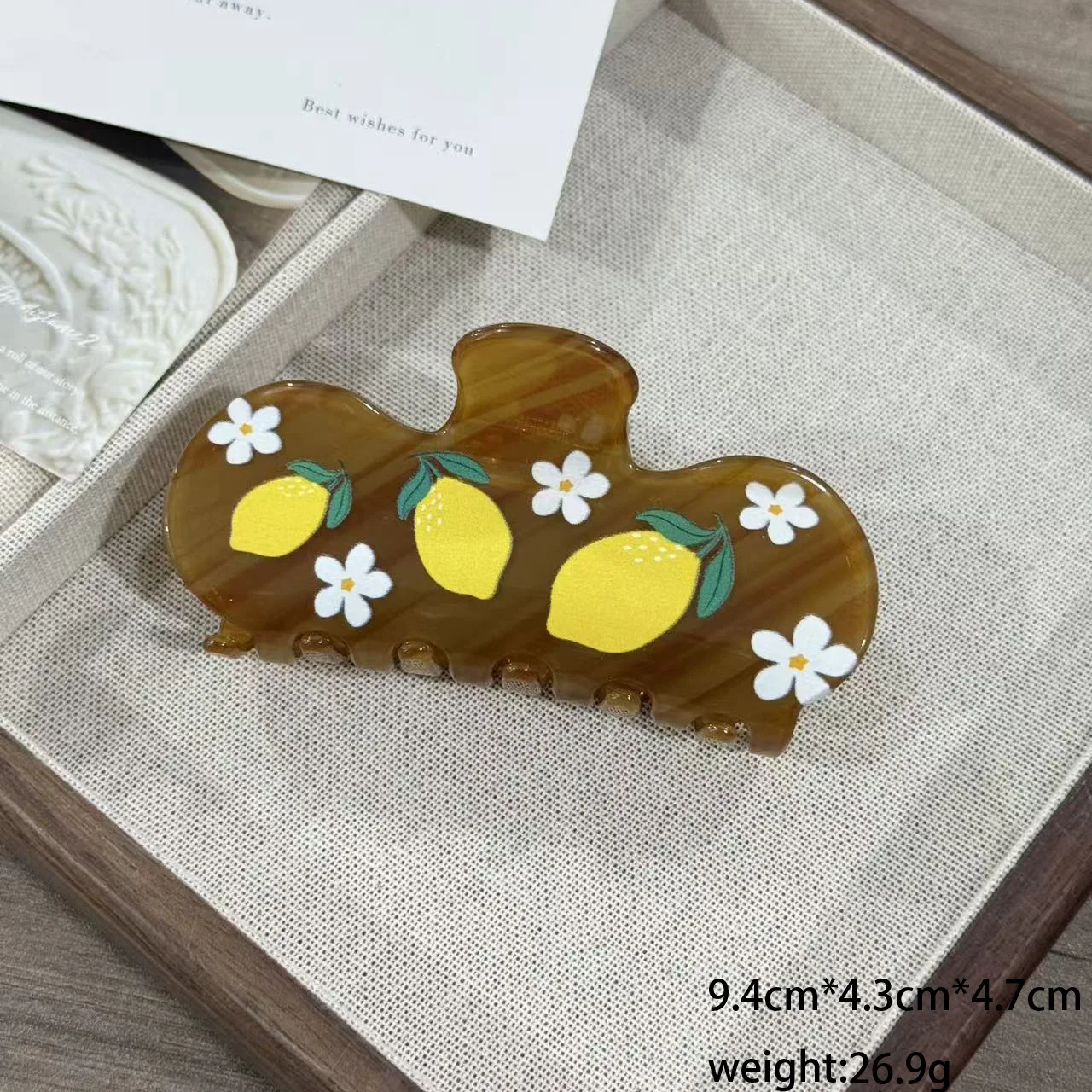 

DS 9.4CM Fruit Series Acrylic Hair Claw Strawberry Lemon Print Claw Clips Summer Hair Clips Hair Accessories for Women Girls