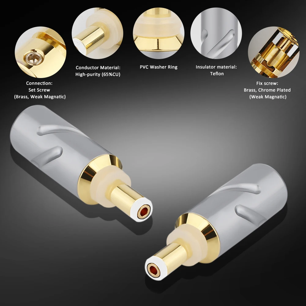 Monosaudio DC21G DC25G Stecker 24K vergoldete Stecker Jack DIY DC Barrel Stecker Für Audiophile – Detail 4
