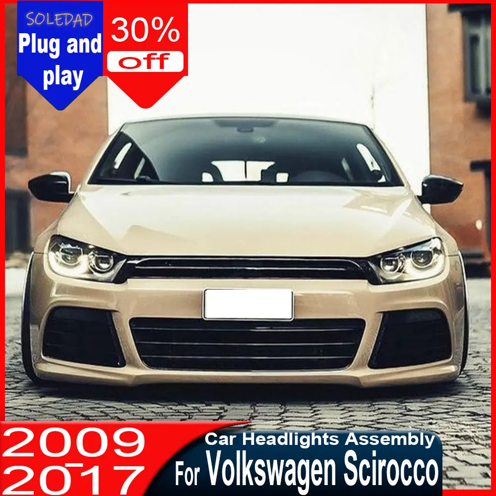 For VW Scirocco LED Headlight 2009 2010 2011 2012-2015 Scirocco Head Lamp LED DRL Projector Lens High Low Beam Auto Accessories