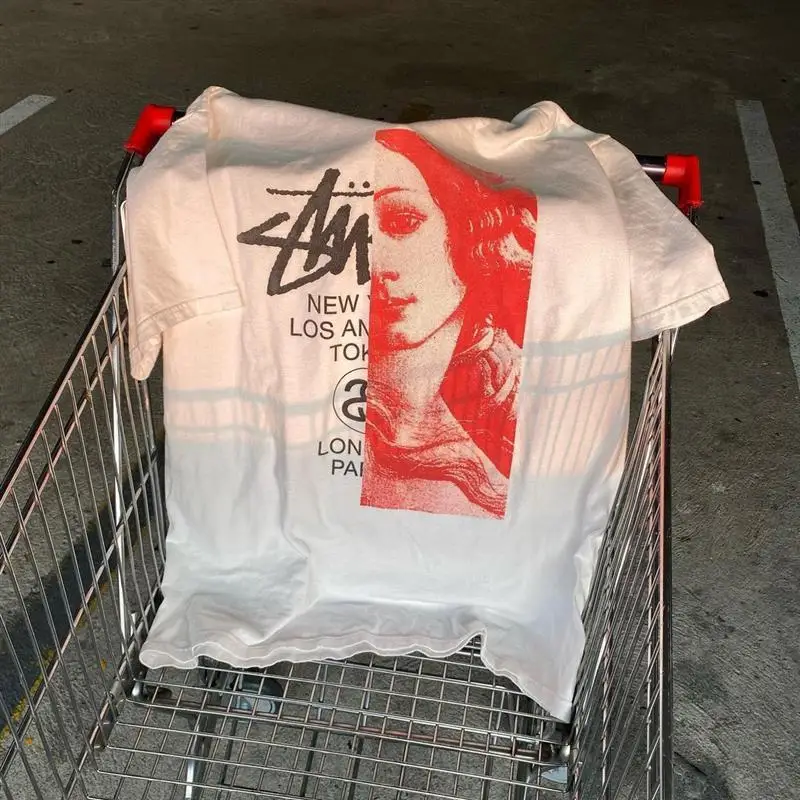 2025 Nuovo design retrò modello di stampa metà casual T-shirt a maniche corte gotico Y2K Premium Street Wear puro cotone unisex