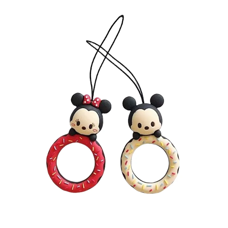 Disney Mickey Mouse Anti-verloren Drop Hanger Universele Vinger Ring Lanyard Cartoon Sleutelhanger Anime Oortelefoon Case Hanger Tas Decor