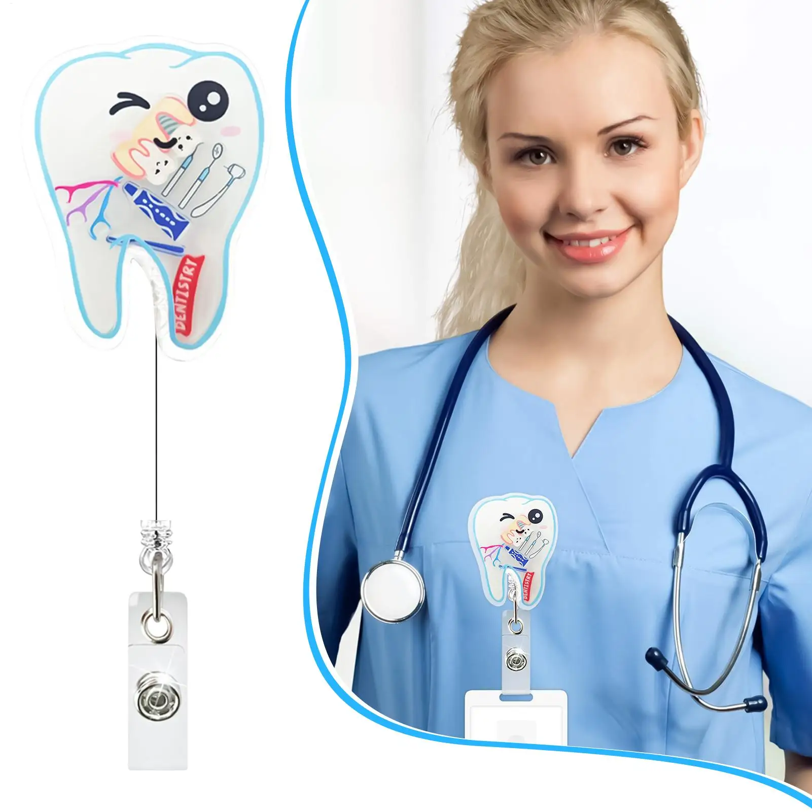 Clip de tarjeta de identificación, llavero de identificación, colgador de órgano, juguete para sacudir, Clip retráctil para personal, lugar de trabajo, escuela, conferencia, enfermeras, Doctor