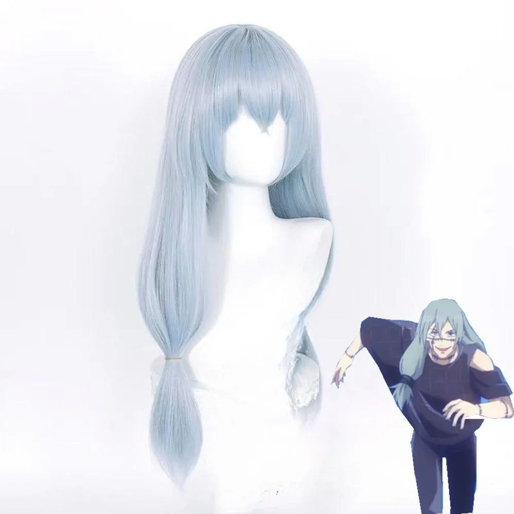 1 pedaço de feitiço de amarração de cabelo azul claro com três pacotes, batalha de anime, modelagem de ação ao vivo, peruca de jogo