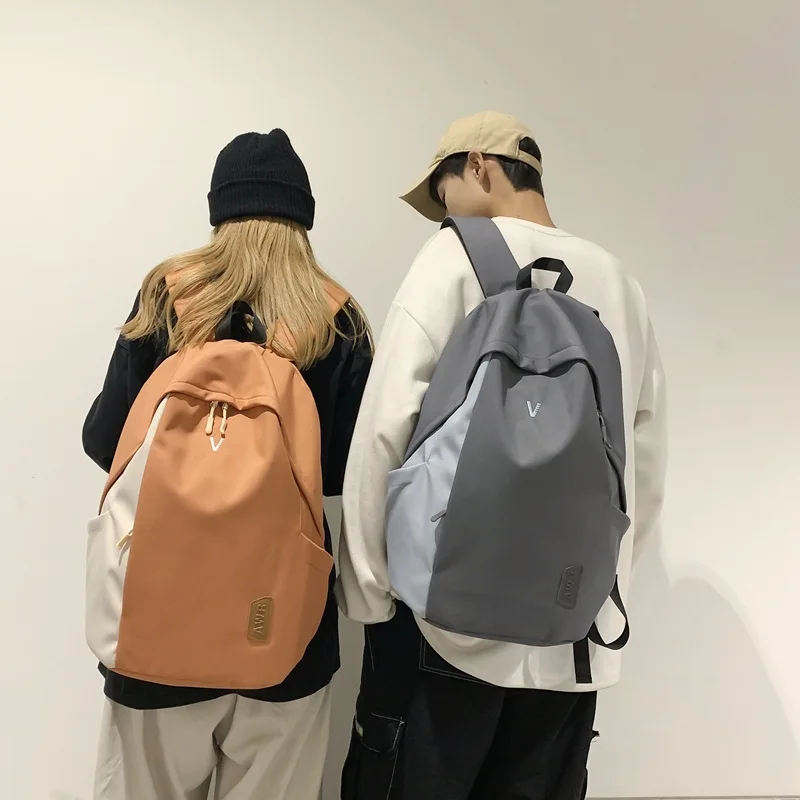 スクールバッグ-学生-ニッチ-高校生-中学生-インス風-日本風-シンプル-大容量-パソコン-リュック-男性用