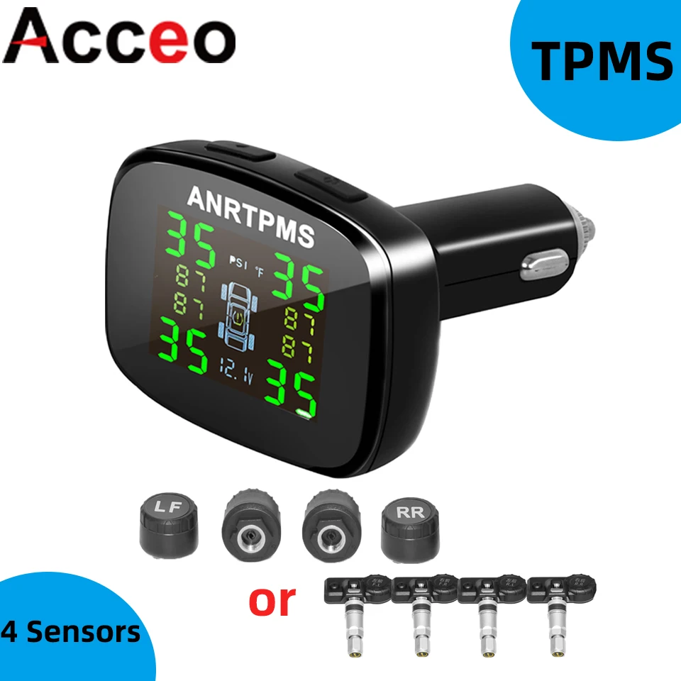 

Беспроводной TPMS прикуриватель, монитор давления в шинах, температура в шинах, давление в шинах, 4 колеса с USB-выходом, монитор безопасности