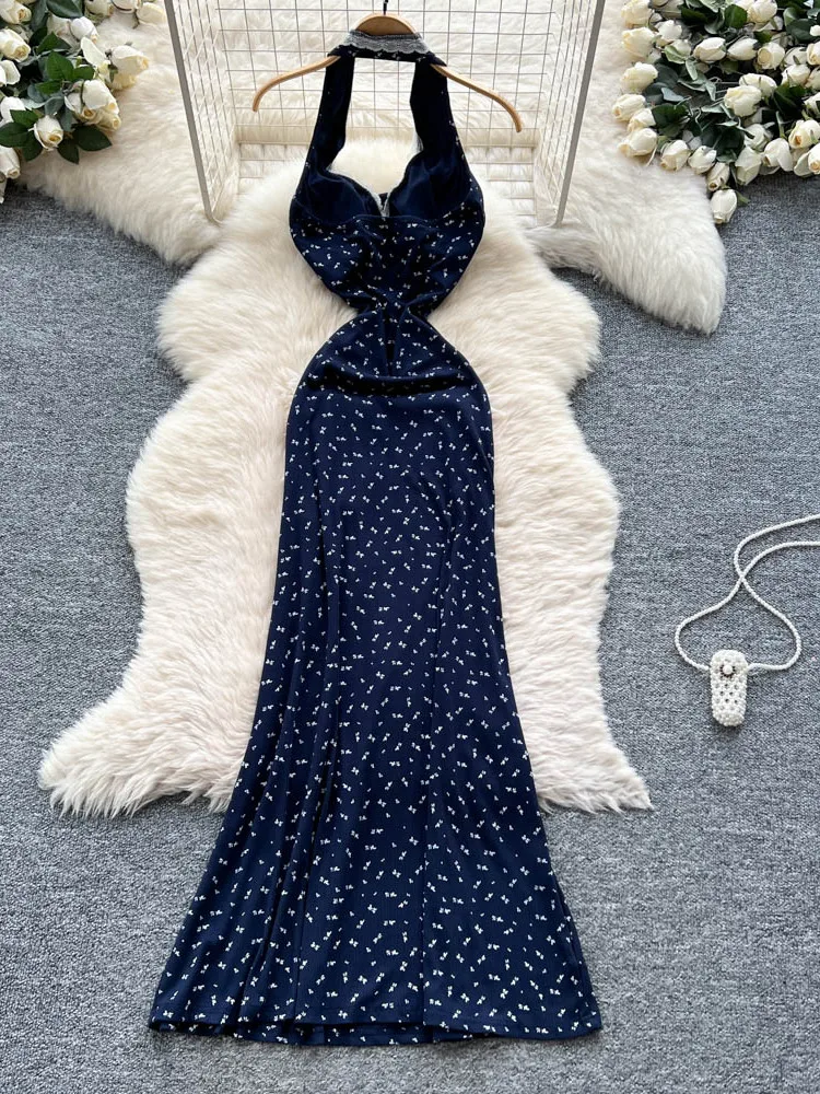 Pure Desire Floral Lace Splice ter Ne Long Dr Femme Slim Fit Bal Summer Dr French Sle Taille haute A-Line S...